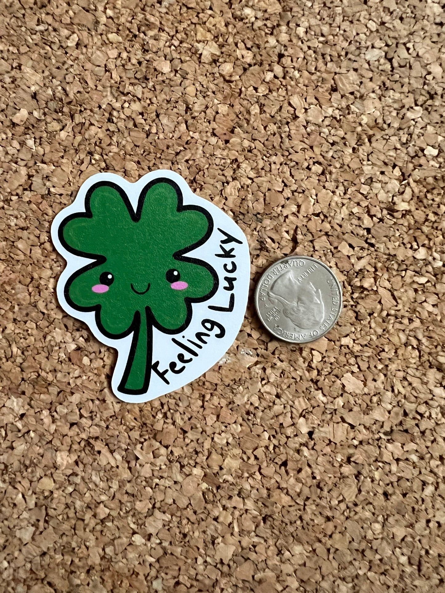 Kawaii four leaf clover feeling lucky St Patricks sticker